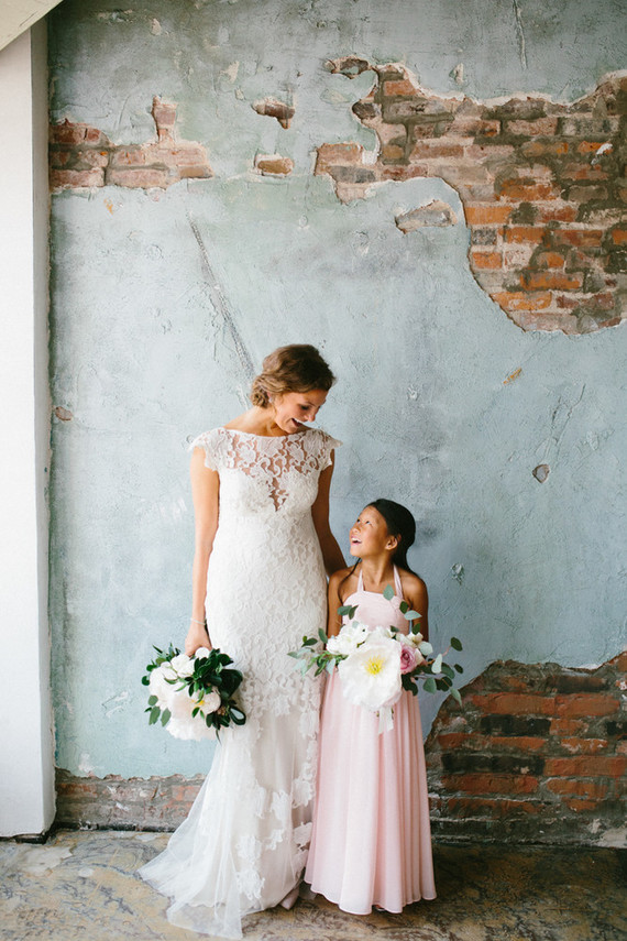 bride and flower girl