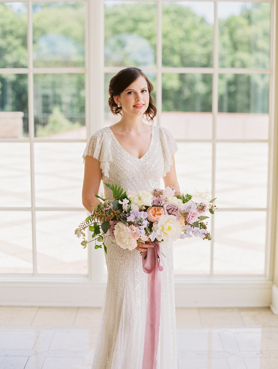 white art deco sequin wedding dress