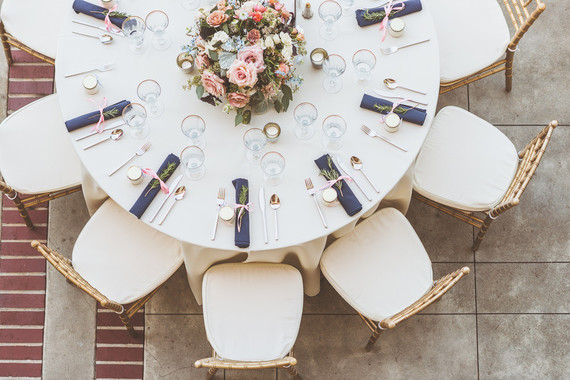 Modern pink and blue tablescape