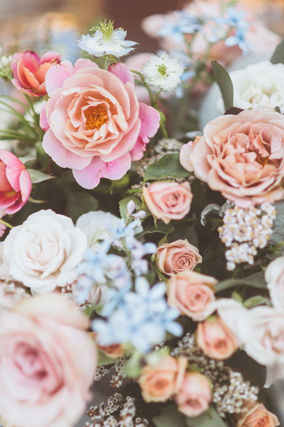 pink and blue wedding flowers