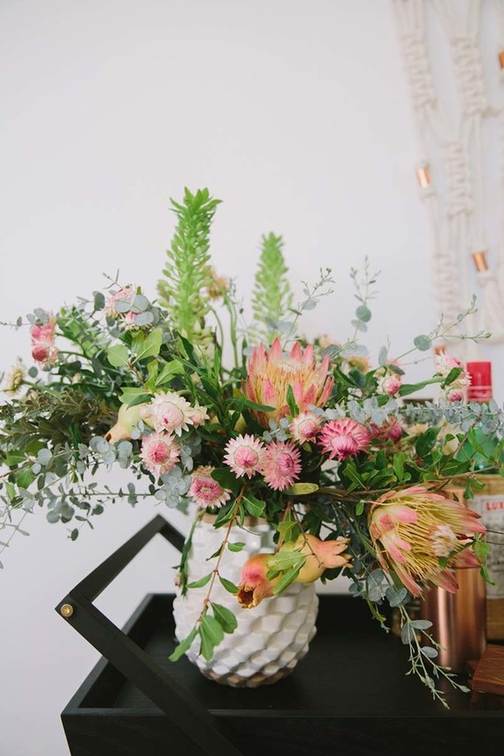 bar cart flowers
