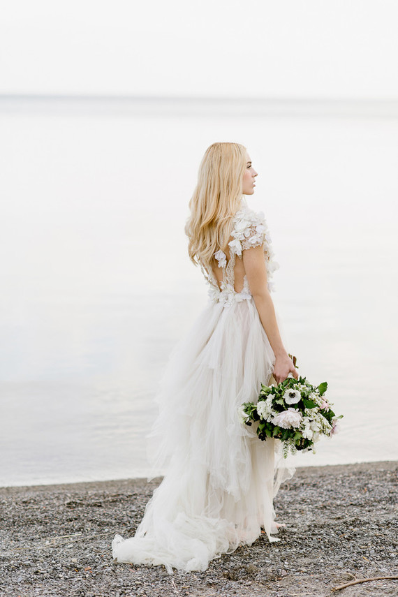 romantic beach bridal shoot