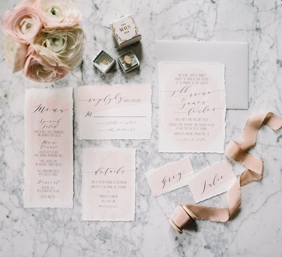 pink watercolor wedding invitations