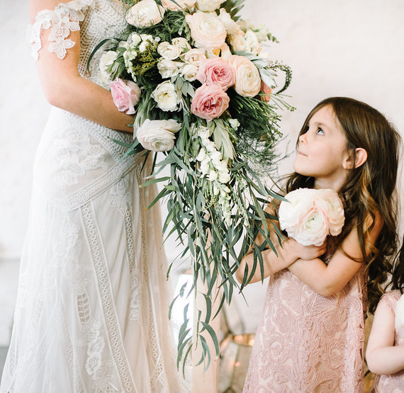 bride with flower girl