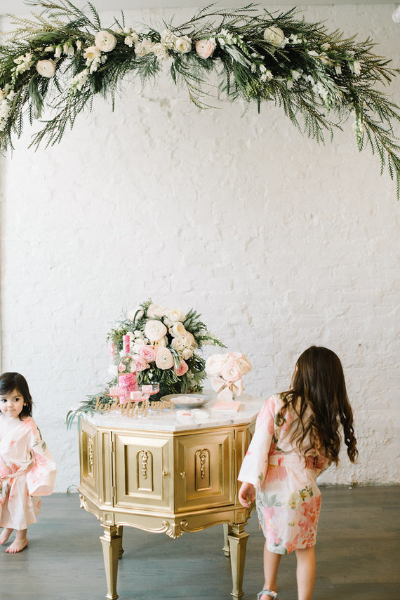 pink and grey dessert table