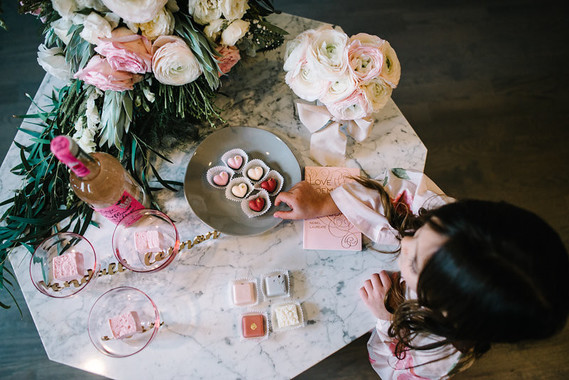 pink and grey dessert table