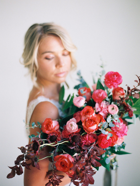 Red and pink bridal bouquet