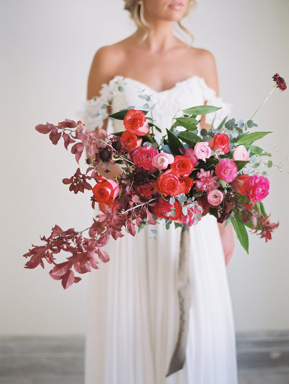 Red and pink bridal bouquet