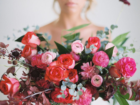 Red and pink bridal bouquet