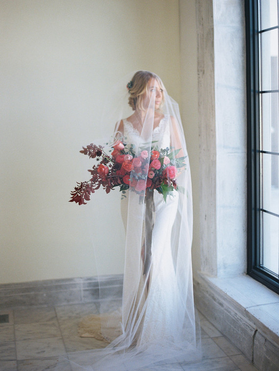 Red and pink bridal bouquet