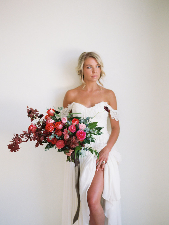 Red and pink bridal bouquet