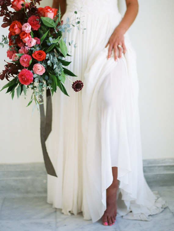 Red and pink bridal bouquet