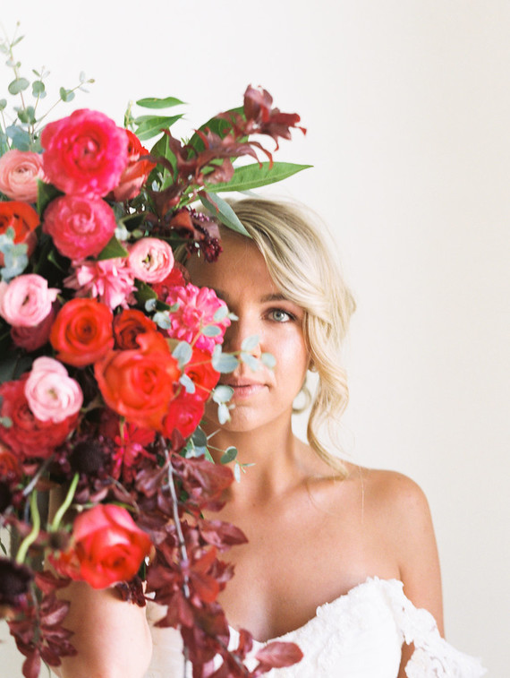 Red and pink bridal bouquet