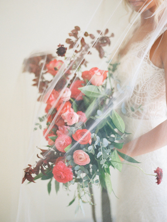 Red and pink bridal bouquet