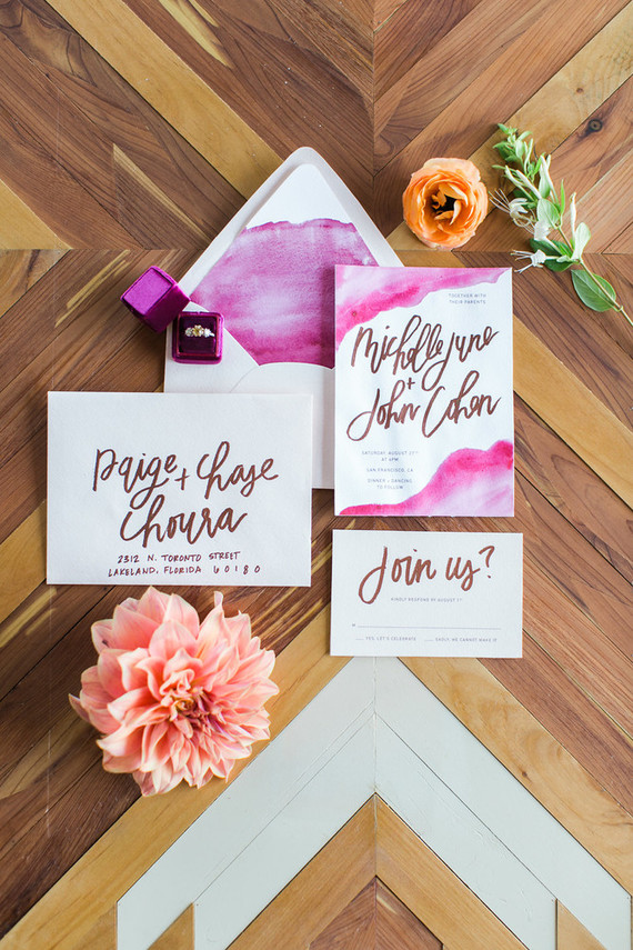 Watercolor wedding invitations