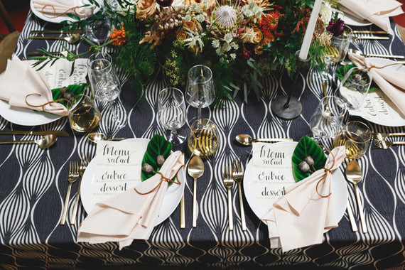 Tropical modern wedding decor