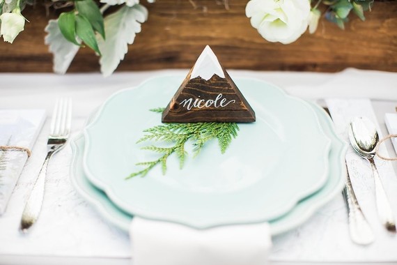 wooden mountain place cards Inspiration