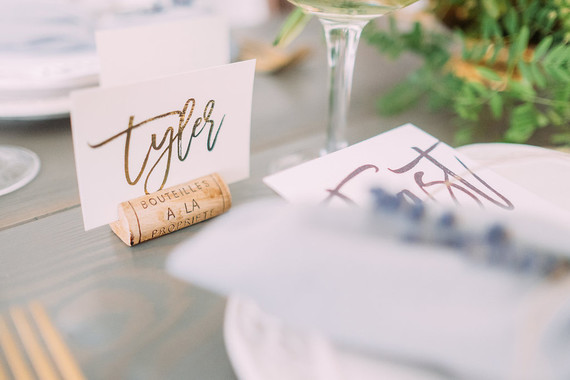 Gold calligraphy place cards