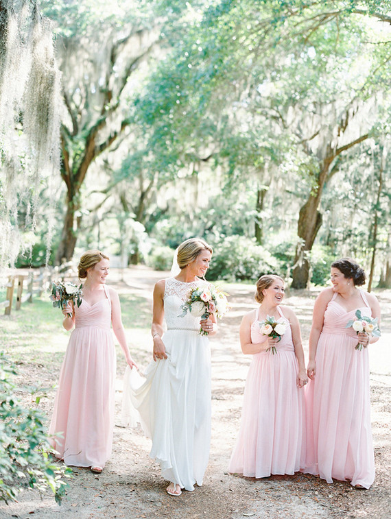 Pale pink bridesmaid dresses