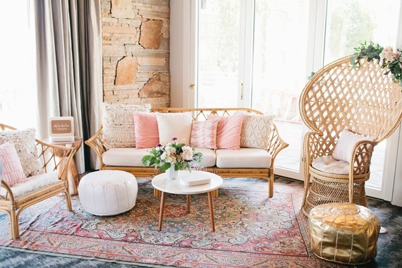 Pink and gold boho lounge