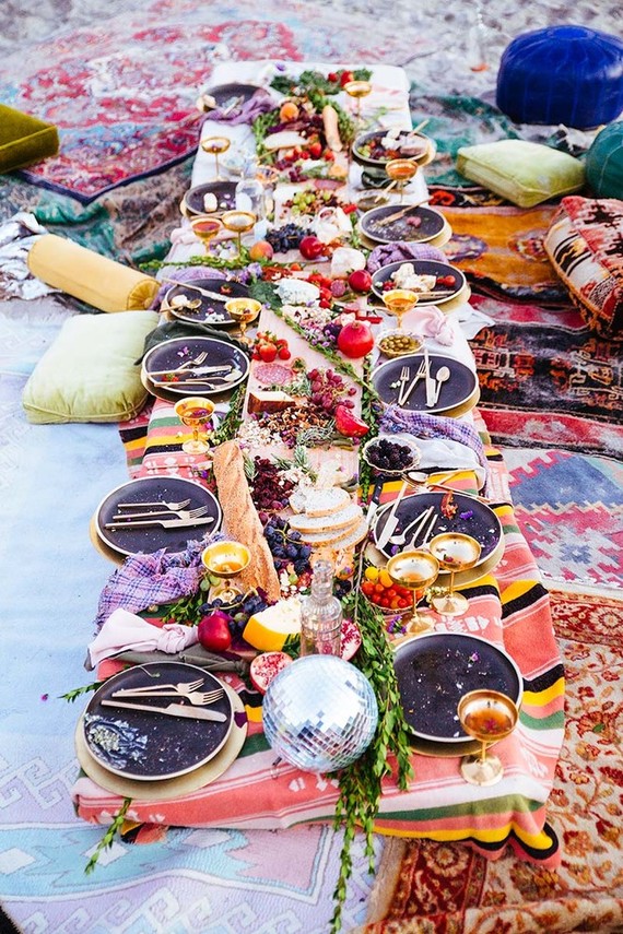 bohemian beachside fall picnic Inspiration