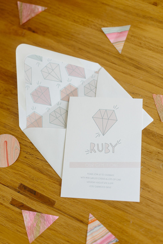 gem 1st birthday invite Inspiration