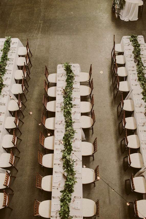 Green garland centerpiece