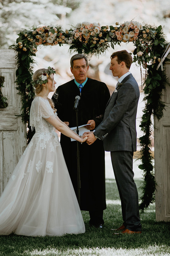Rustic ceremony backdrop