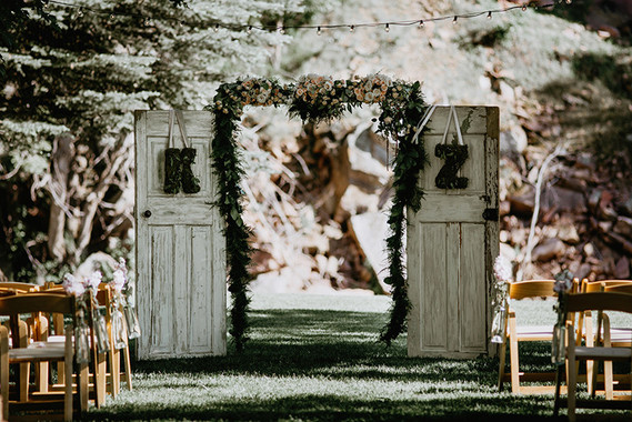 Wood door ceremony backdrop Inspiration