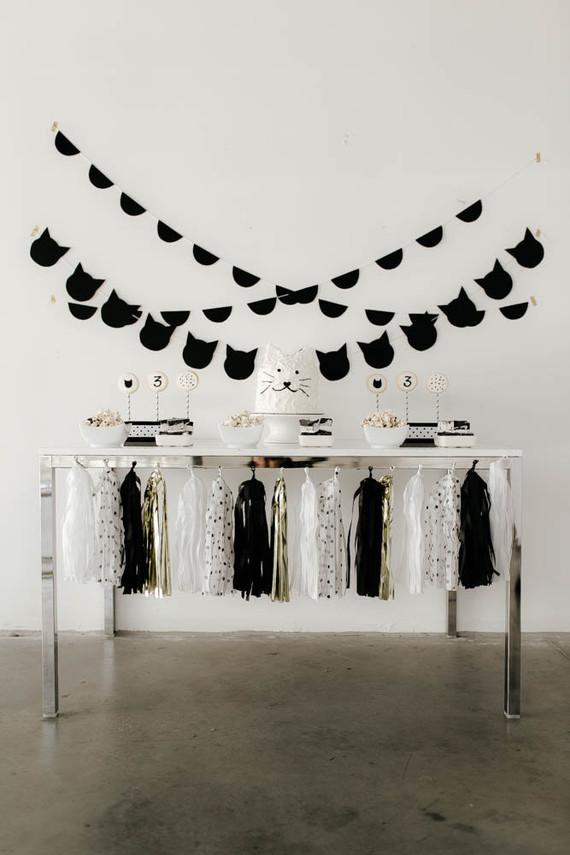 black and white kitty birthday Inspiration