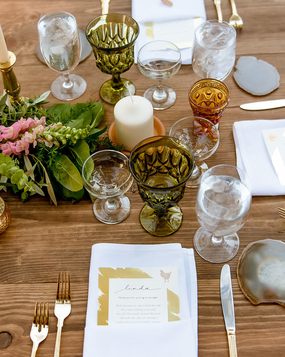 Gold foil wedding menu