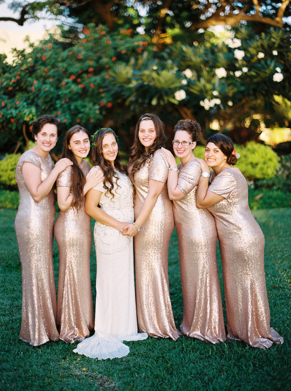 Gold sequin bridesmaid dresses