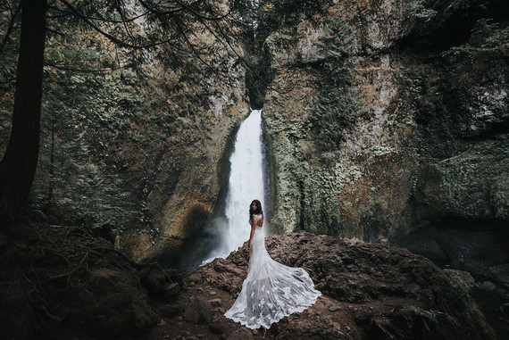 Waterfall wedding portraits