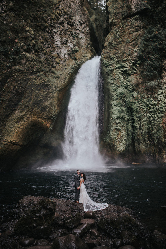 Waterfall wedding portraits