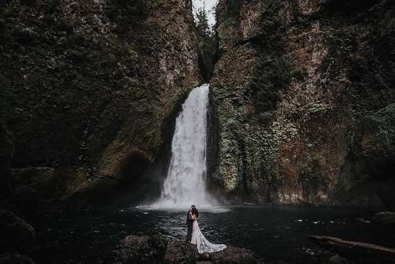 Waterfall wedding portraits