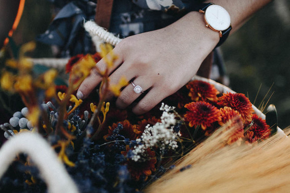 Autumn floral engagement session