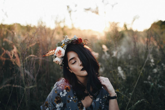 Autumn floral engagement session