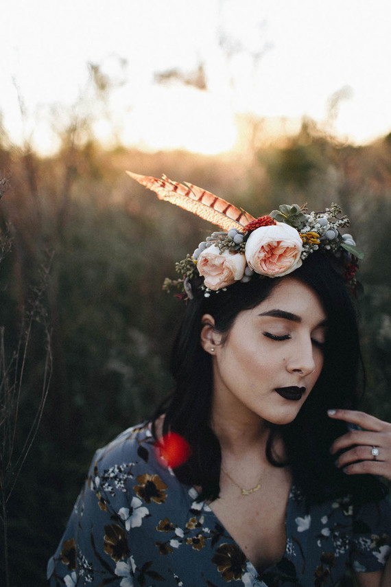 Autumn floral engagement session