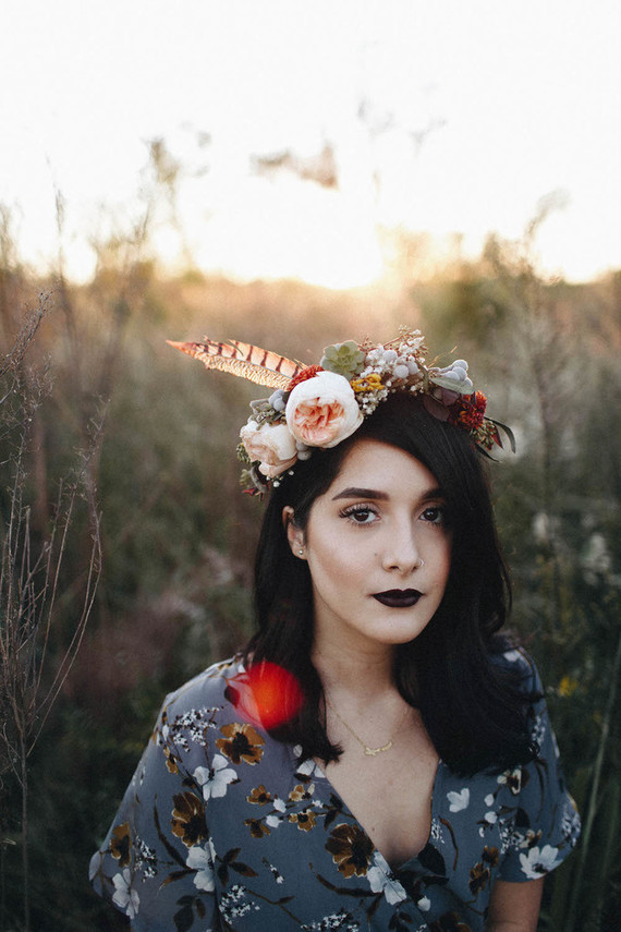 Autumn floral engagement session
