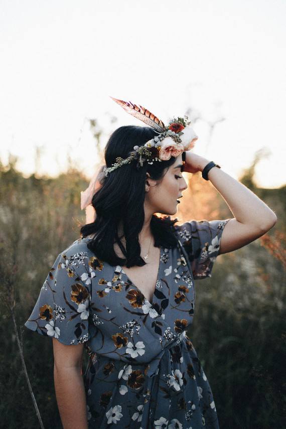 Autumn floral engagement session