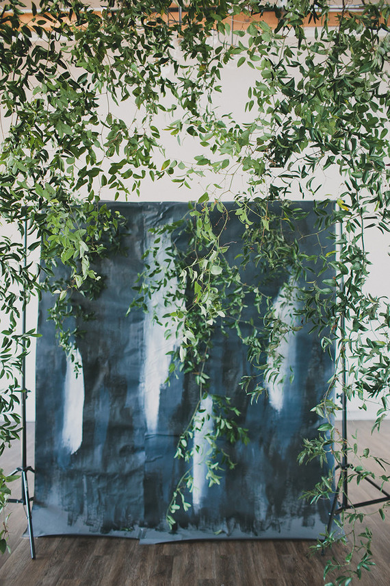 DIY indigo wedding backdrop