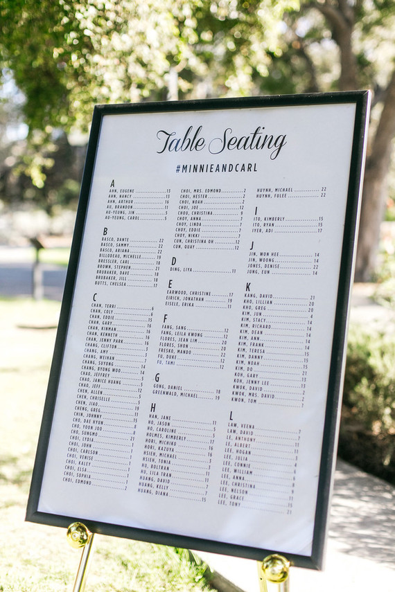 Wedding seating chart
