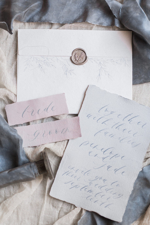 Dusty blue wedding invitation