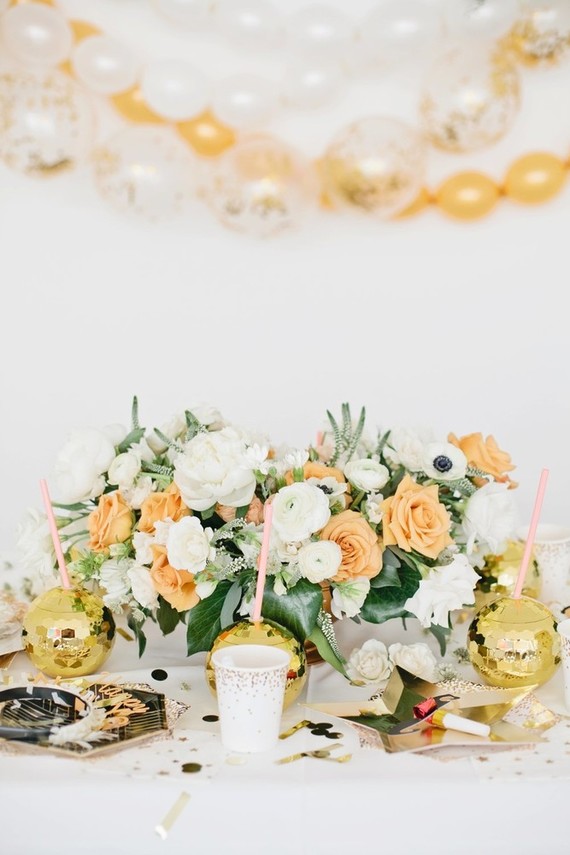 modern gold and white new years eve party