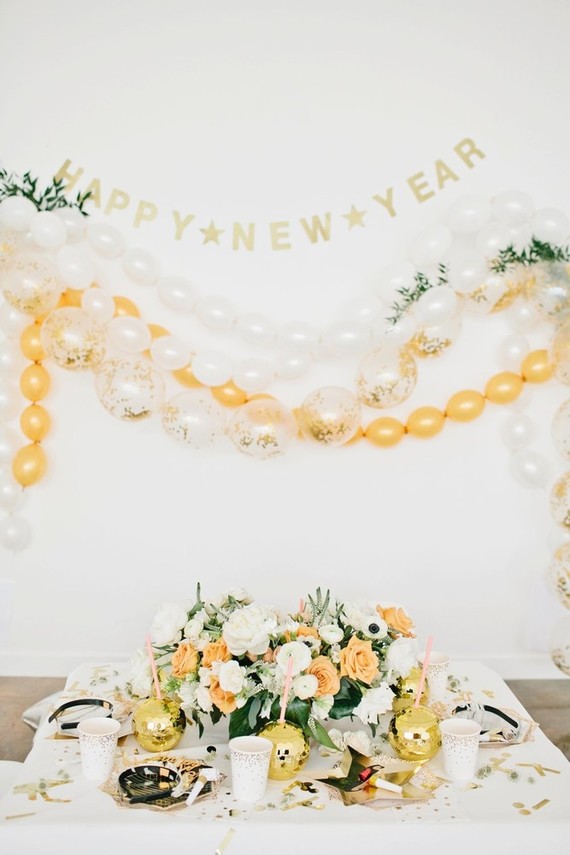 modern gold and white new years eve party