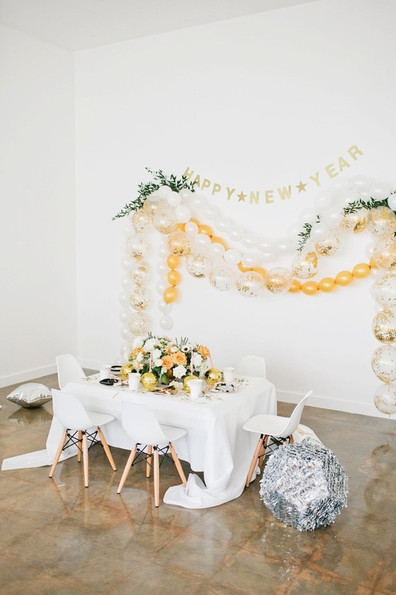 modern gold and white new years eve party