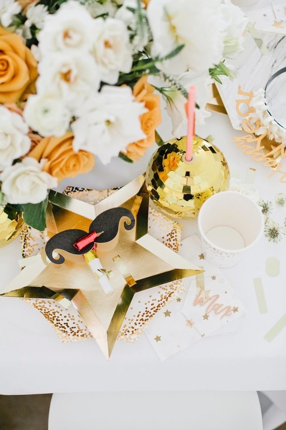 modern gold and white new years eve party