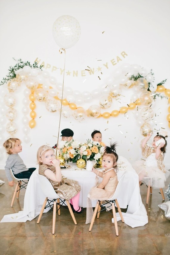 modern gold and white kids new years eve party
