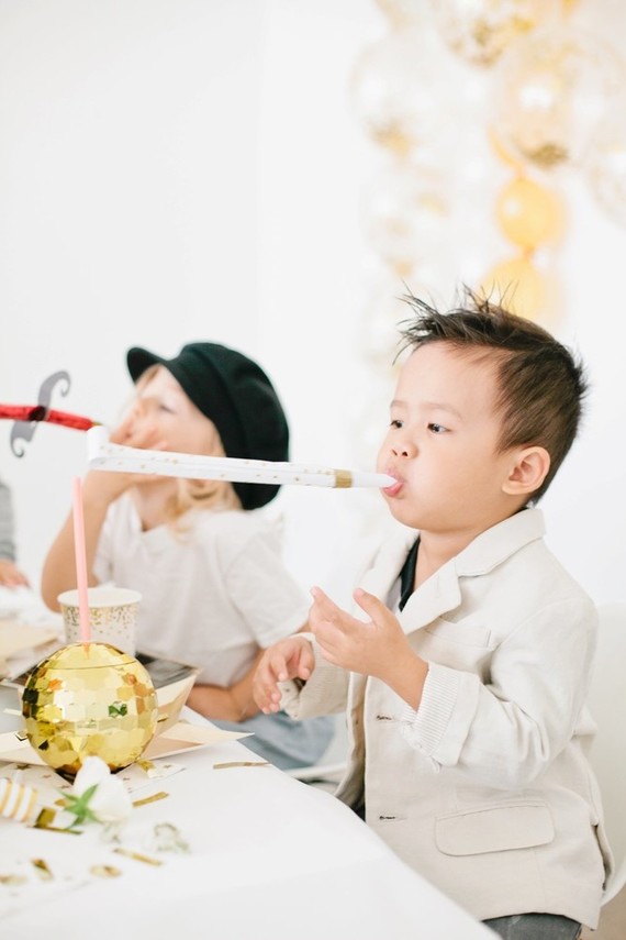 modern gold and white kids new years eve party
