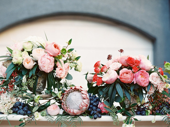 Pink wedding florals